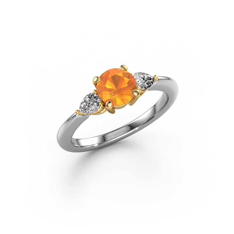 Image de Bague de fiançailles Chanou RND 585 or blanc Citrine 6 mm