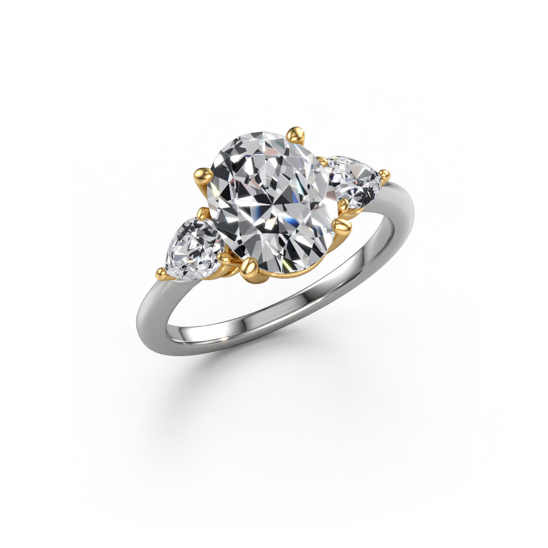 Image of Engagement ring Chanou OVL 585 white gold Lab grown diamond 3.28 crt