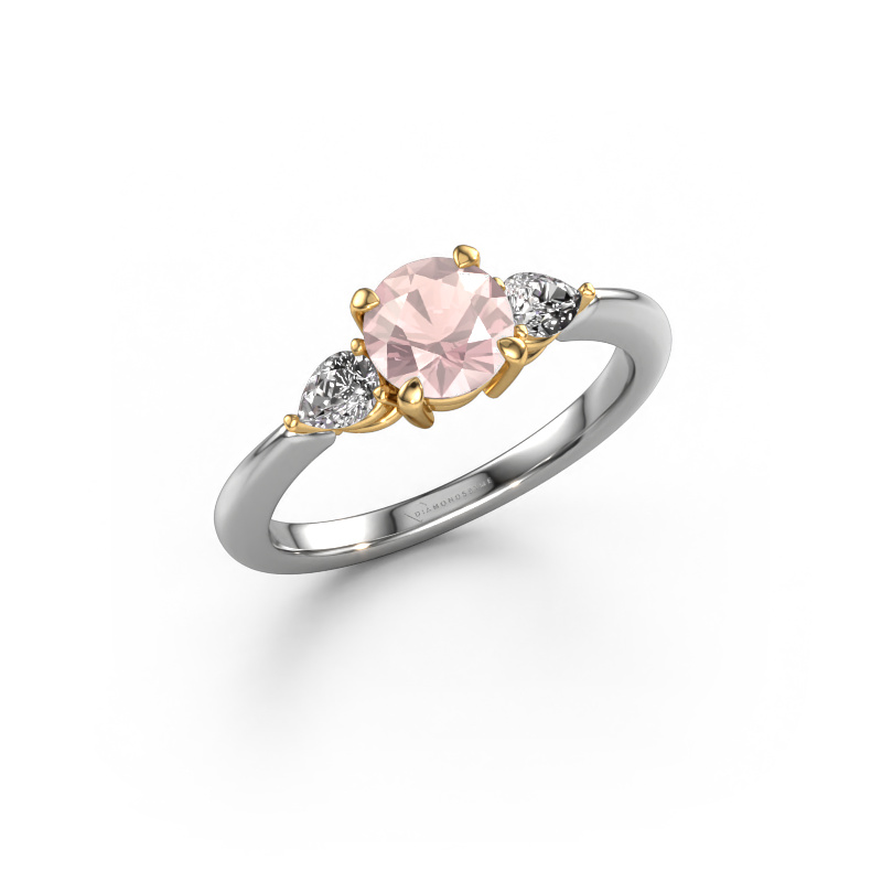 Image of Engagement ring Chanou RND 585 white gold Morganite champagne 6 mm