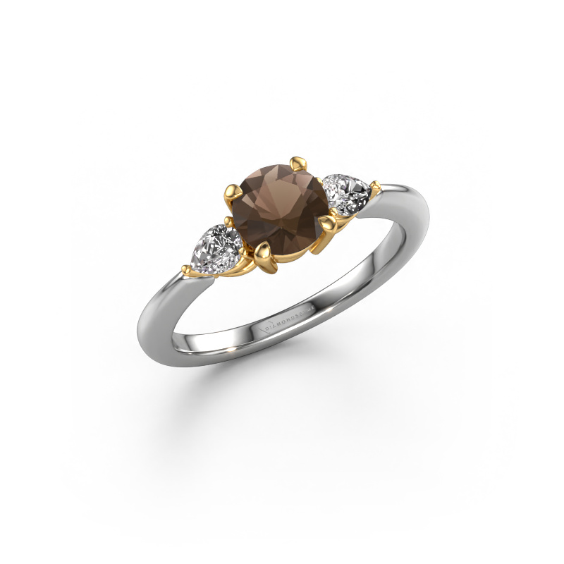 Image of Engagement ring Chanou RND 585 white gold Smokey quartz 6 mm