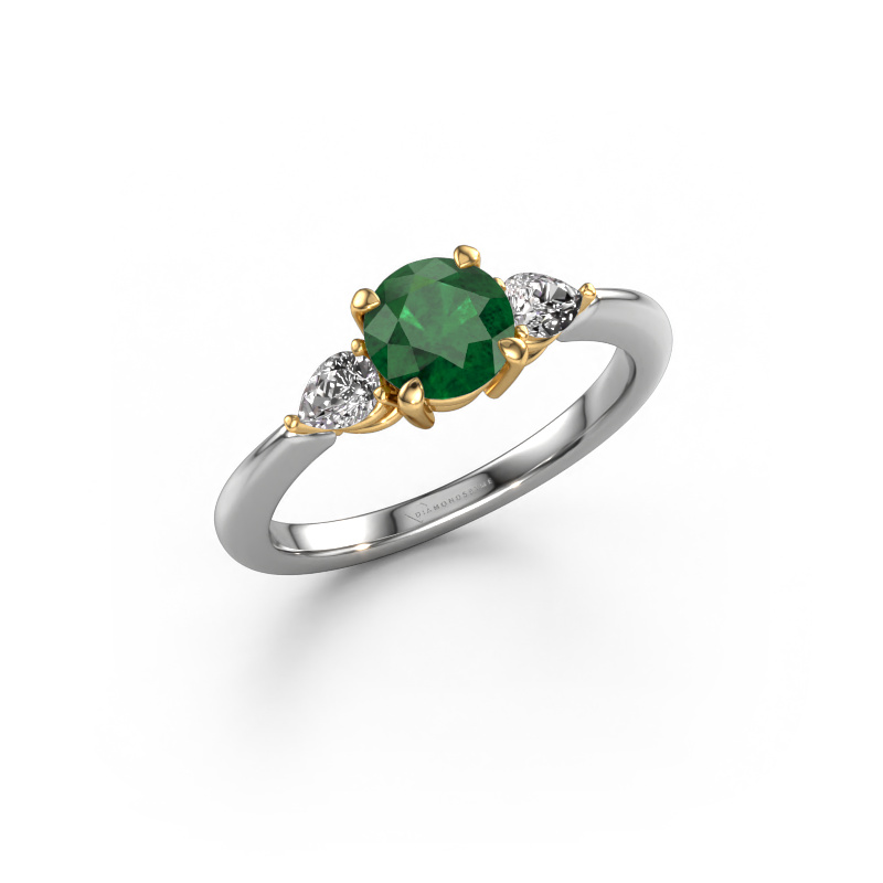 Image of Engagement ring Chanou RND 585 white gold Emerald 6 mm