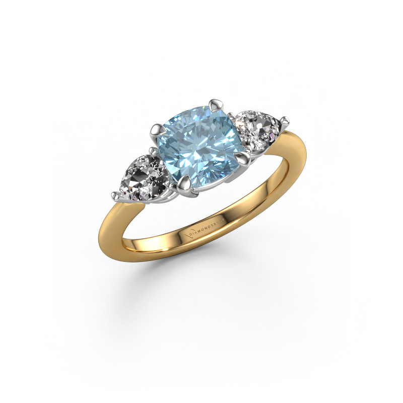 Image of Engagement ring Chanou CUS 585 gold Blue lab grown diamond 7 mm