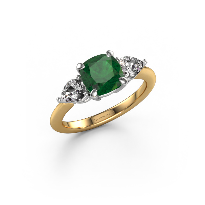 Image of Engagement ring Chanou CUS 585 gold Emerald 7 mm