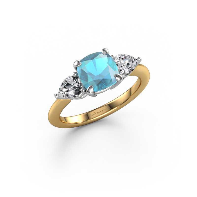 Image of Engagement ring Chanou CUS 585 gold Blue topaz 7 mm