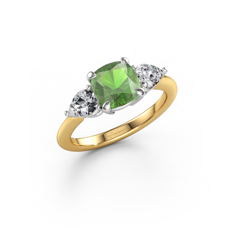 Bild von Verlobungsring Chanou CUS 585 Gold Turmalin grün 7 mm