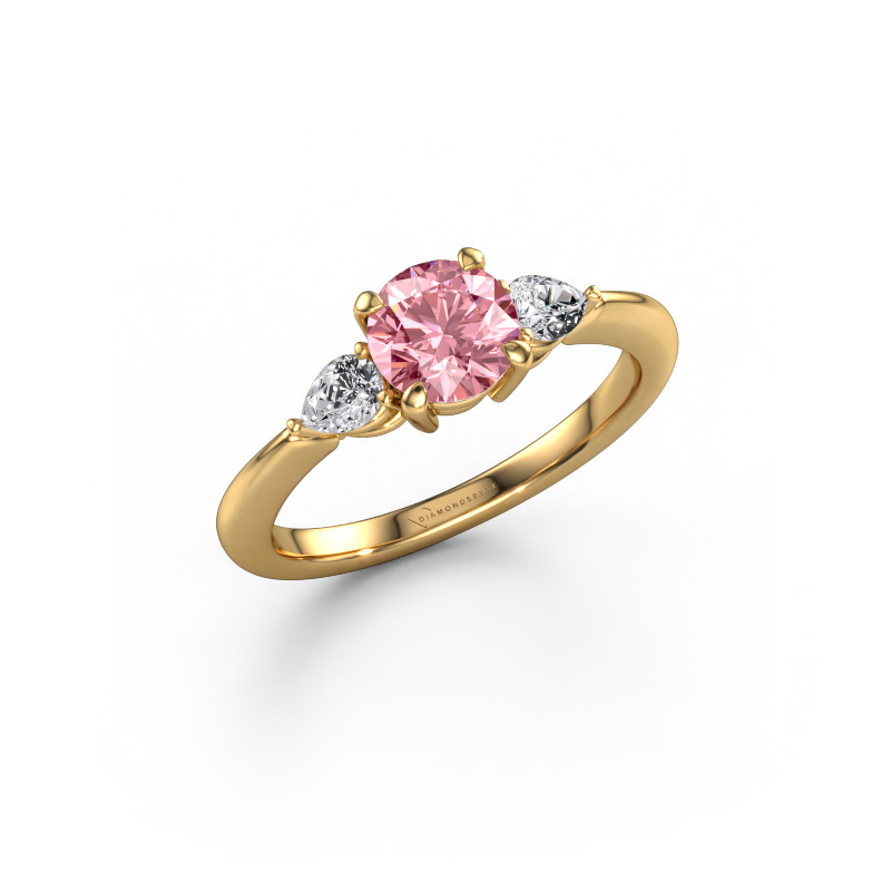 Image of Engagement ring Chanou RND 585 gold Pink lab grown diamond 6 mm