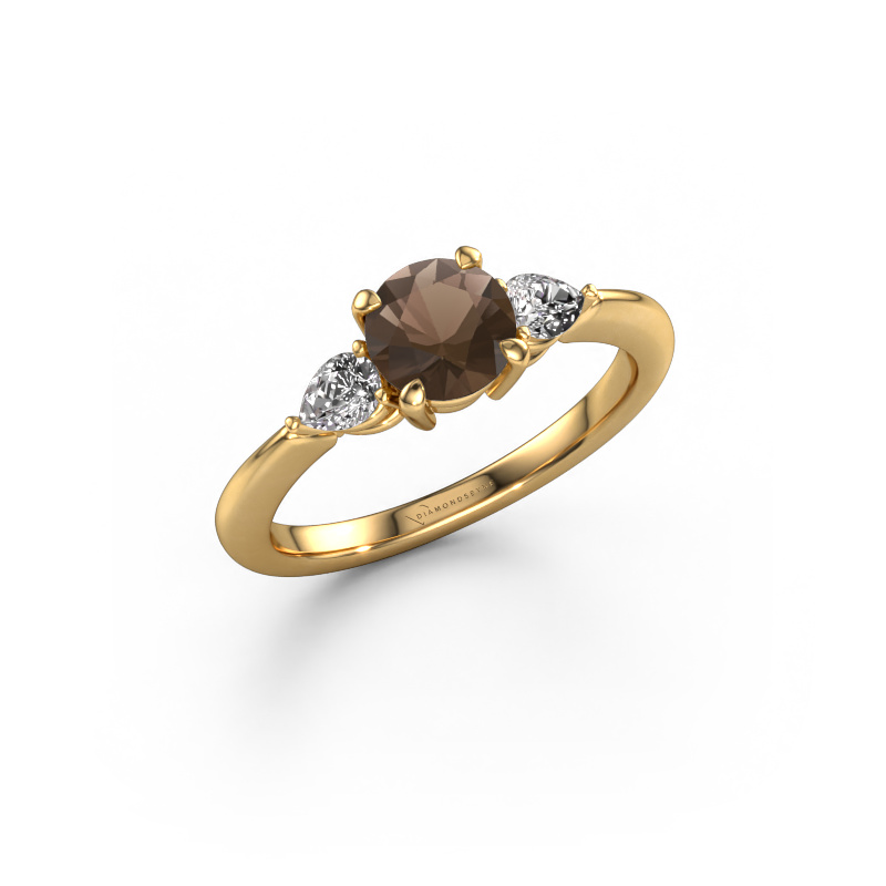 Image of Engagement ring Chanou RND 585 gold Smokey quartz 6 mm