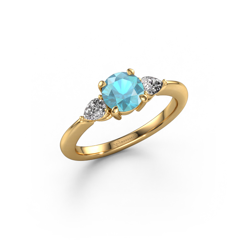 Bild von Verlobungsring Chanou RND 585 Gold Blau Topas 6 mm
