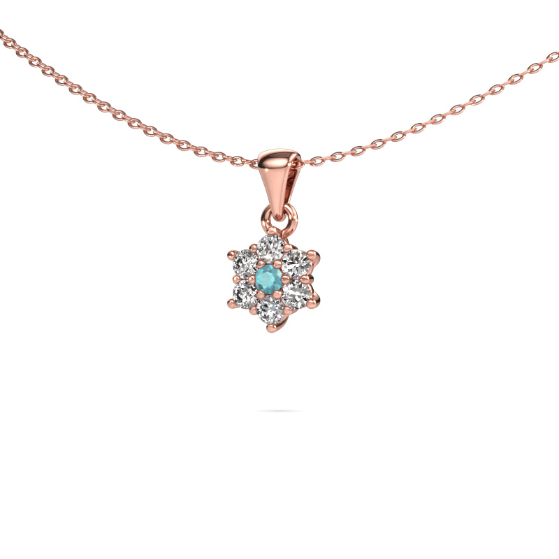 Image of Pendant Chantal 585 rose gold Blue topaz 2.4 mm