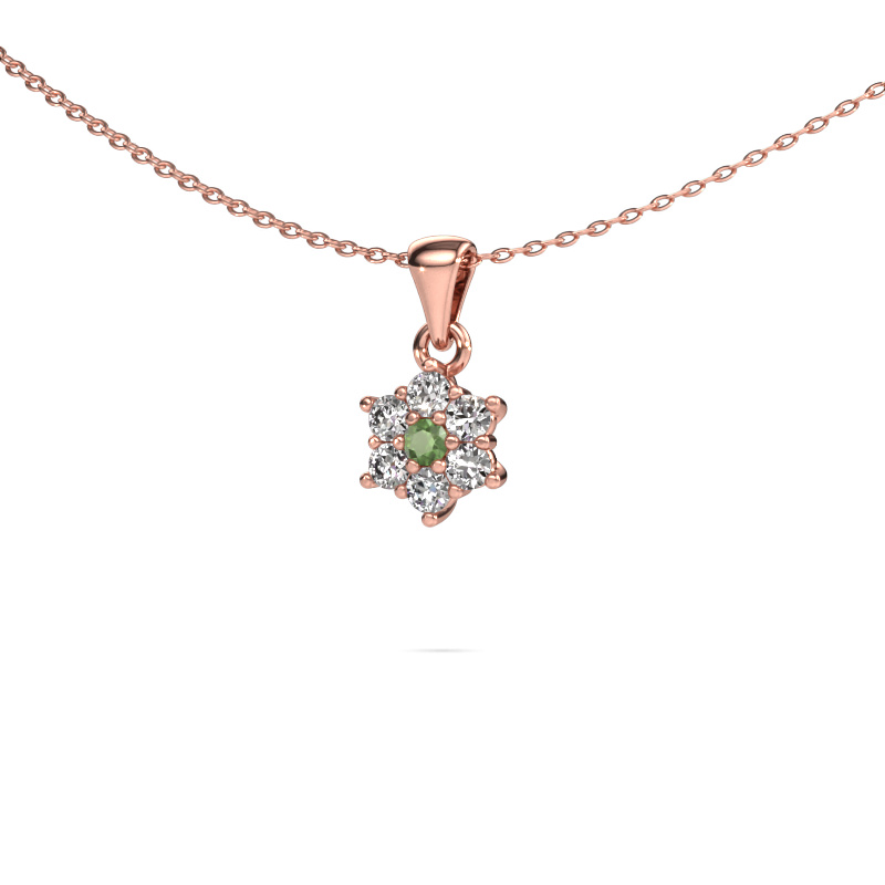 Image of Pendant Chantal 585 rose gold Tourmaline green 2.4 mm