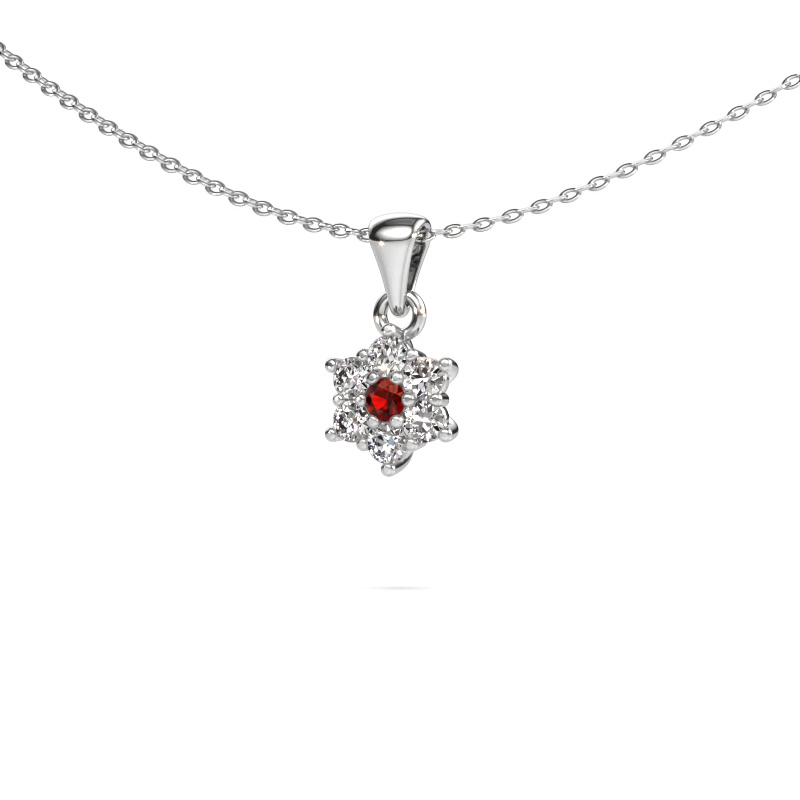 Image of Pendant Chantal 585 white gold Garnet 2.4 mm
