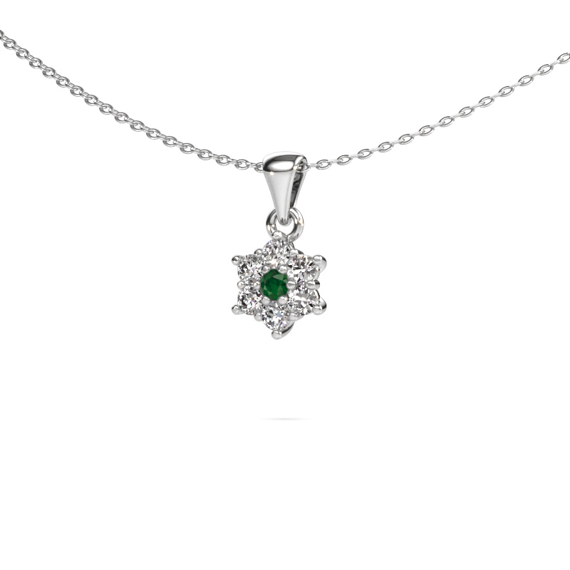Image of Pendant Chantal 585 white gold Emerald 2.4 mm