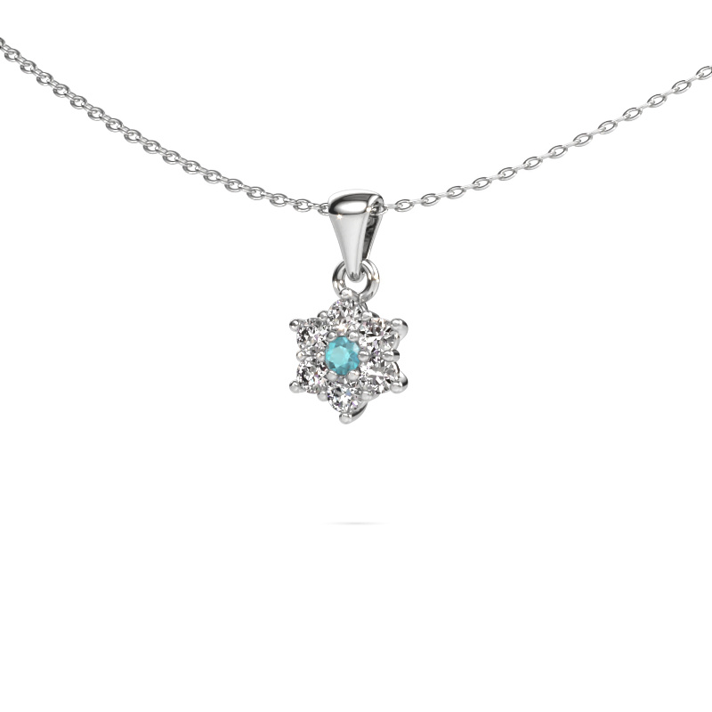 Image of Pendant Chantal 585 white gold Blue topaz 2.4 mm