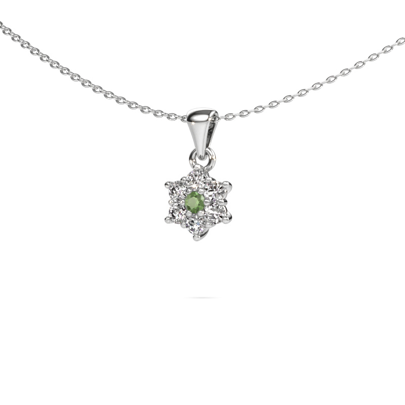 Image of Pendant Chantal 585 white gold Tourmaline green 2.4 mm