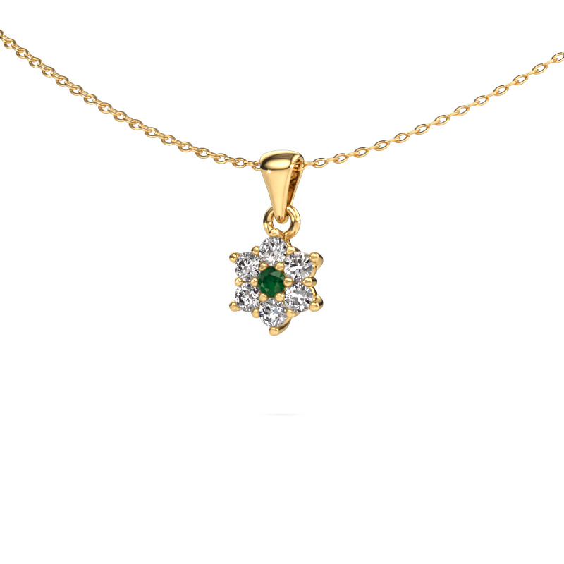 Image of Pendant Chantal 585 gold Emerald 2.4 mm