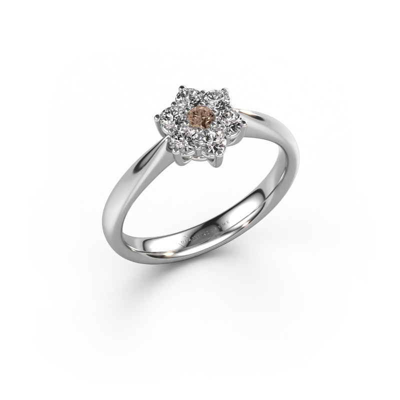 Image of Promise ring Chantal 1 950 platinum Brown diamond 0.385 crt