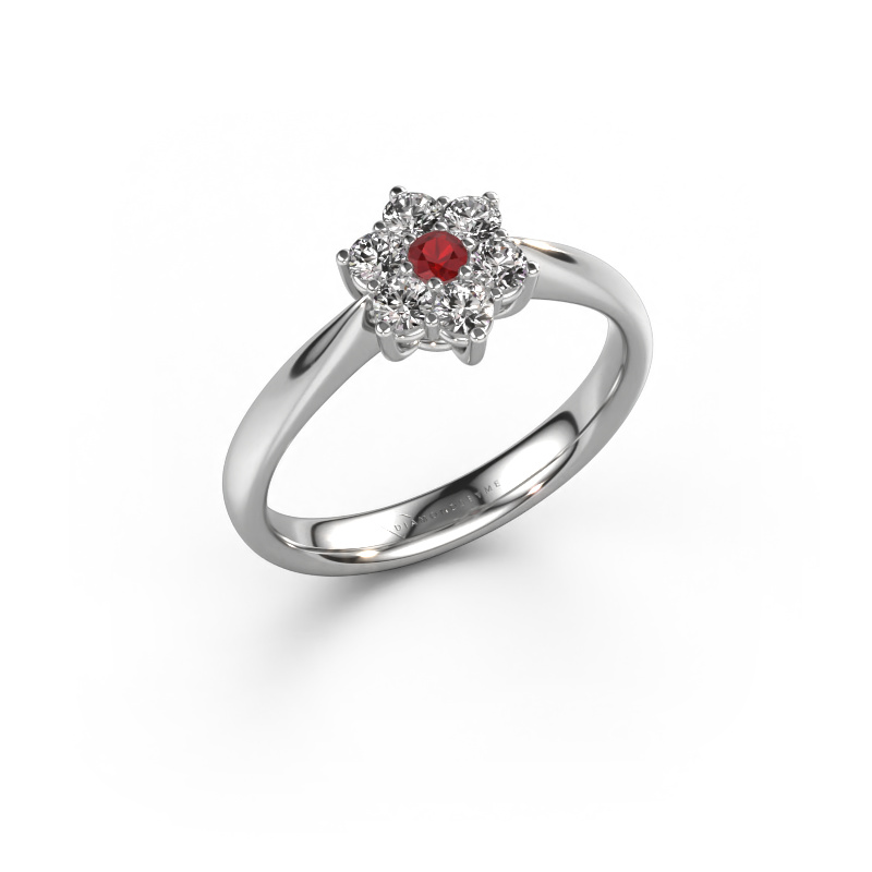 Image of Promise ring Chantal 1 950 platinum Ruby 2.4 mm
