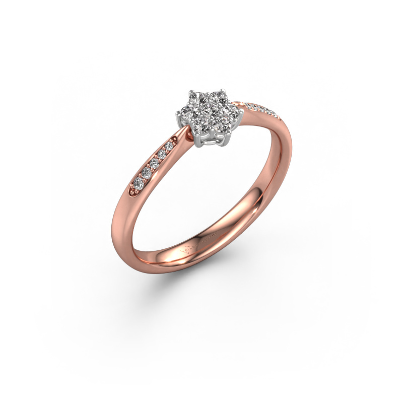 Image of Engagement ring Chantal 2 585 rose gold Lab-grown diamond 0.175 crt