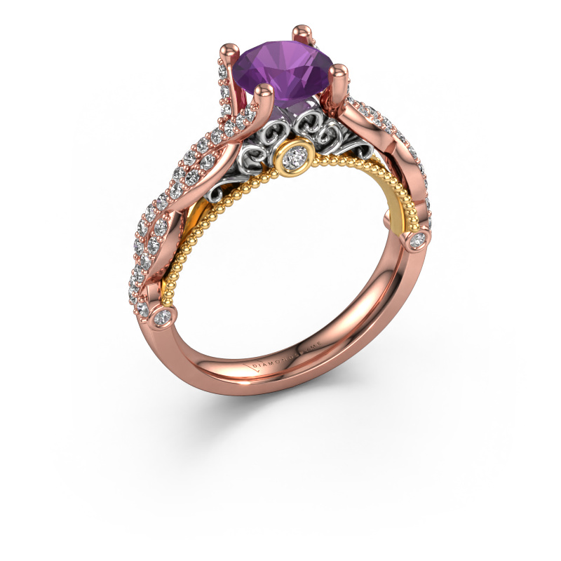 Image of Engagement ring Chantelle 585 rose gold Amethyst 6.5 mm