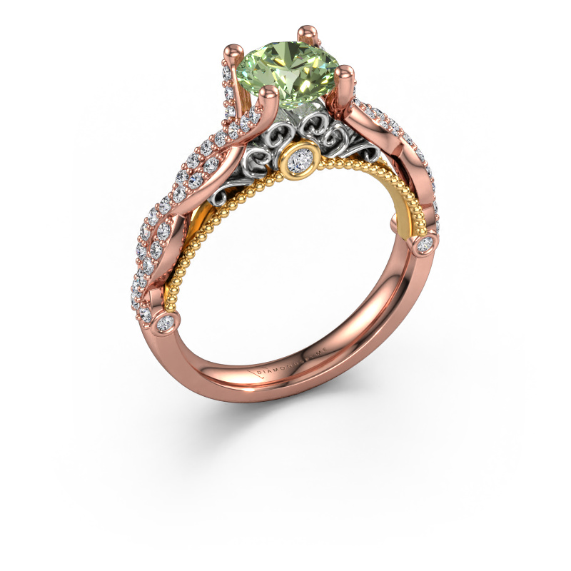 Image of Engagement ring Chantelle 585 rose gold Green lab grown diamond 6.5 mm