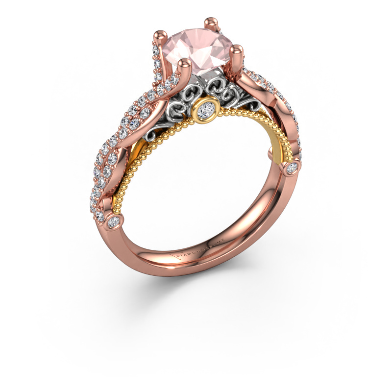 Image de Bague de fiançailles Chantelle 585 or rose Champagne morganite 6.5 mm