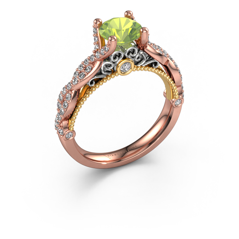 Image of Engagement ring Chantelle 585 rose gold Peridot 6.5 mm