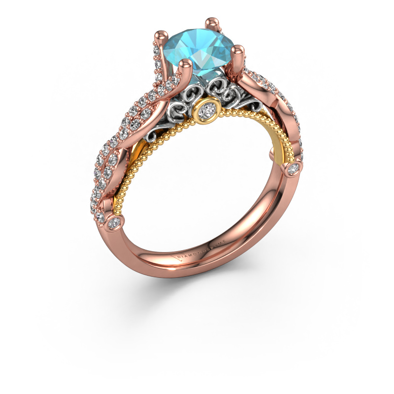 Image of Engagement ring Chantelle 585 rose gold Blue topaz 6.5 mm