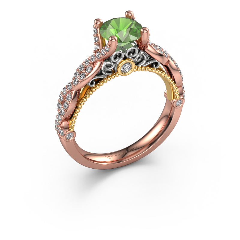 Image of Engagement ring Chantelle 585 rose gold Tourmaline green 6.5 mm