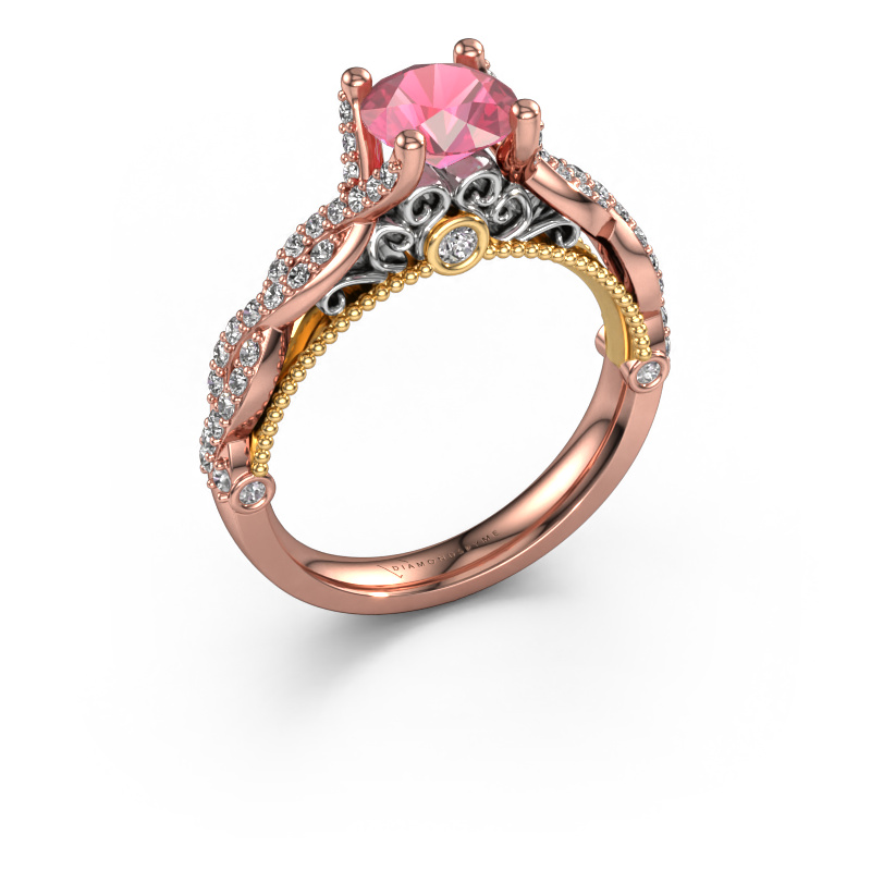 Image of Engagement ring Chantelle 585 rose gold Tourmaline pink 6.5 mm