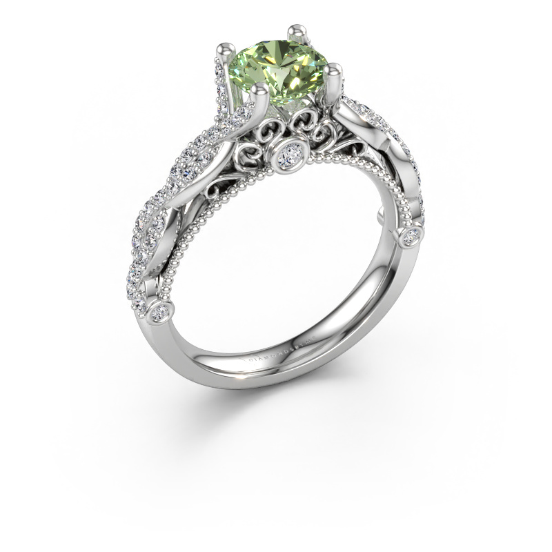 Bild av Förlovningsring Chantelle 585 vitt guld Grön labbodlad diamant 6.5 mm