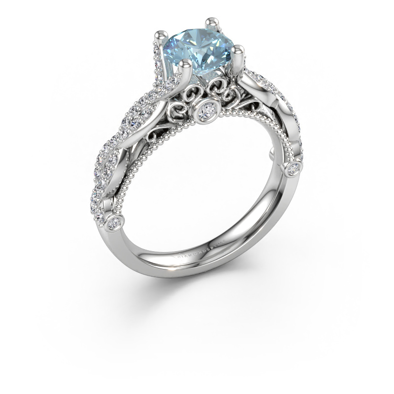 Immagine di Anello di fidanzamento Chantelle 585 oro bianco Diamante lab grown blu 6.5 mm