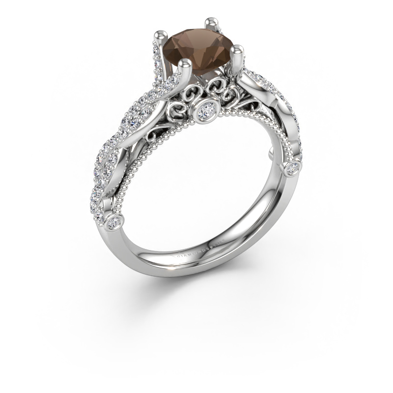 Immagine di Anello di fidanzamento Chantelle 585 oro bianco Quarzo fumé 6.5 mm