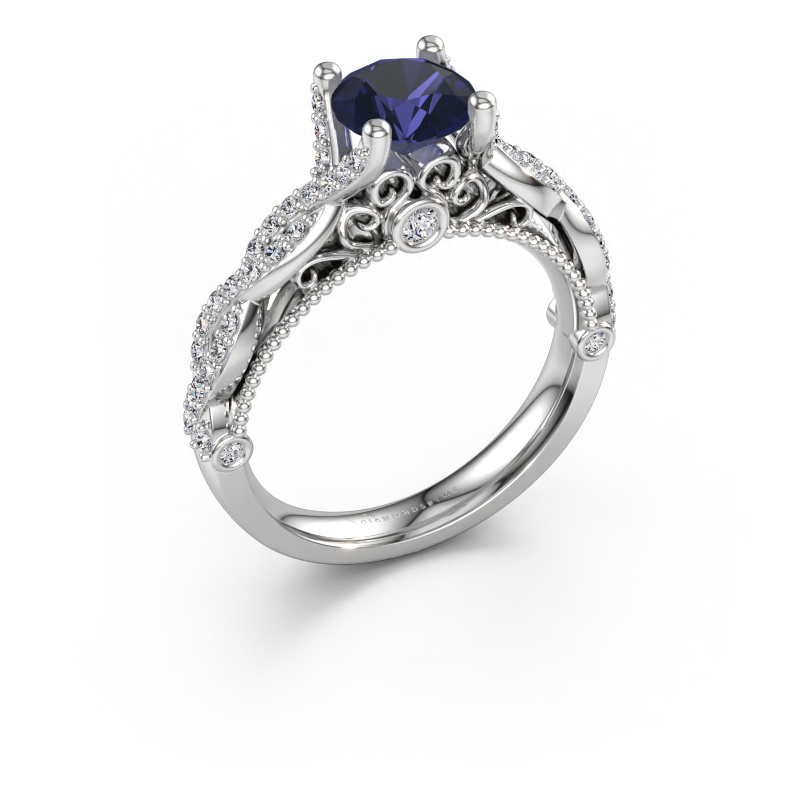 Bild av Förlovningsring Chantelle 585 vitt guld Safir 6.5 mm