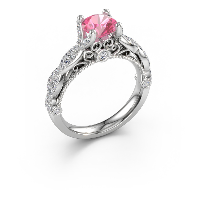 Bild av Förlovningsring Chantelle 585 vitt guld Rosa safir 6.5 mm