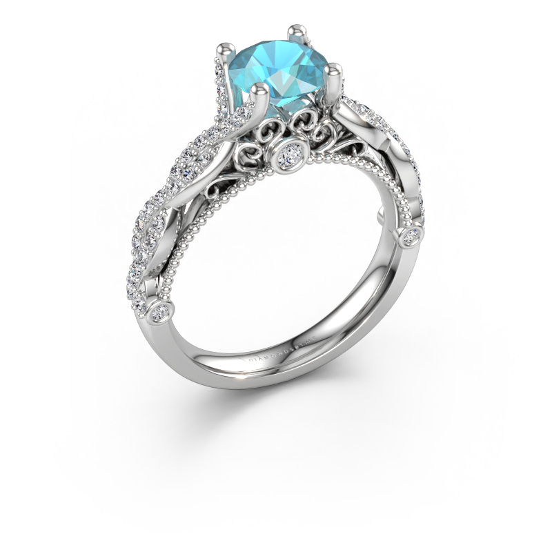 Immagine di Anello di fidanzamento Chantelle 585 oro bianco Topazio blu 6.5 mm