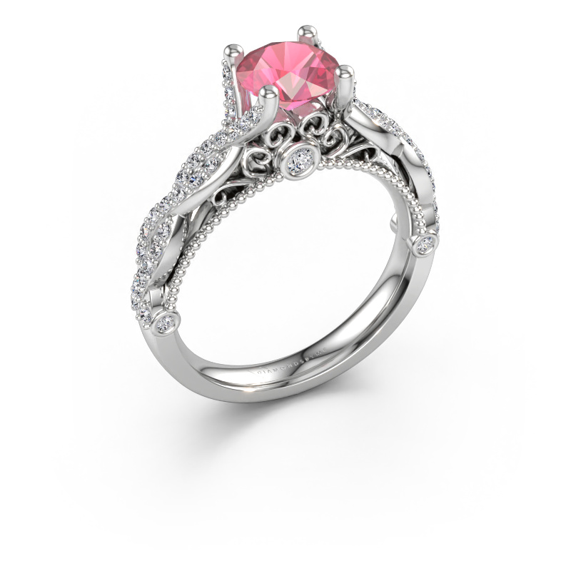 Immagine di Anello di fidanzamento Chantelle 585 oro bianco Tormalina rosa 6.5 mm