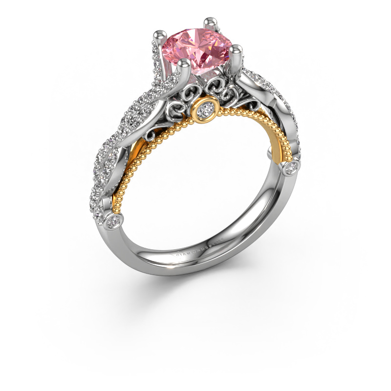 Image of Engagement ring Chantelle 585 white gold Pink lab grown diamond 6.5 mm
