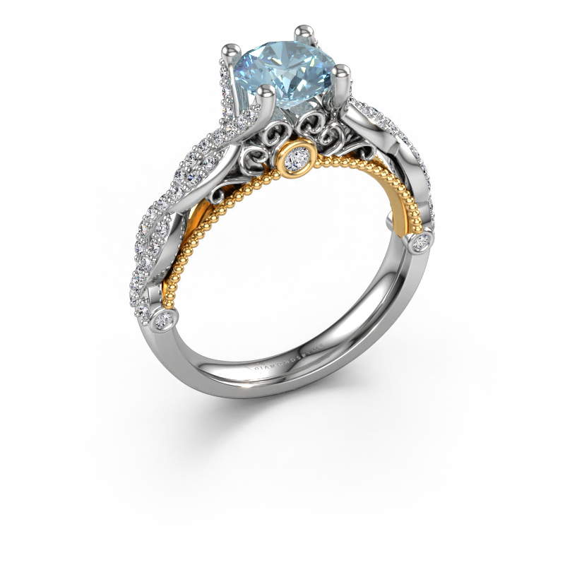 Image de Bague de fiançailles Chantelle 585 or blanc Diamant synthétique bleu 6.5 mm