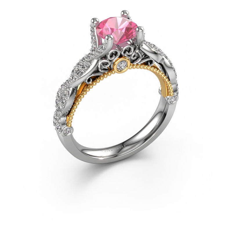 Image de Bague de fiançailles Chantelle 585 or blanc Saphir rose 6.5 mm