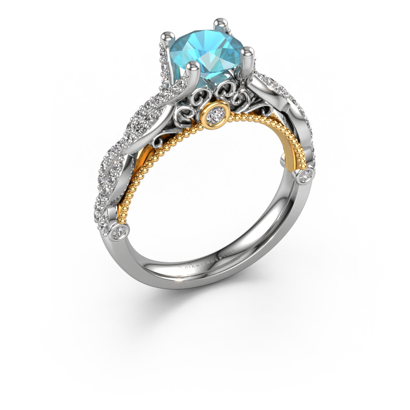 Image of Engagement ring Chantelle 585 white gold Blue topaz 6.5 mm