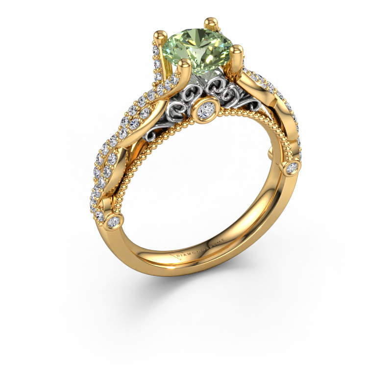 Image of Engagement ring Chantelle 585 gold Green lab grown diamond 6.5 mm
