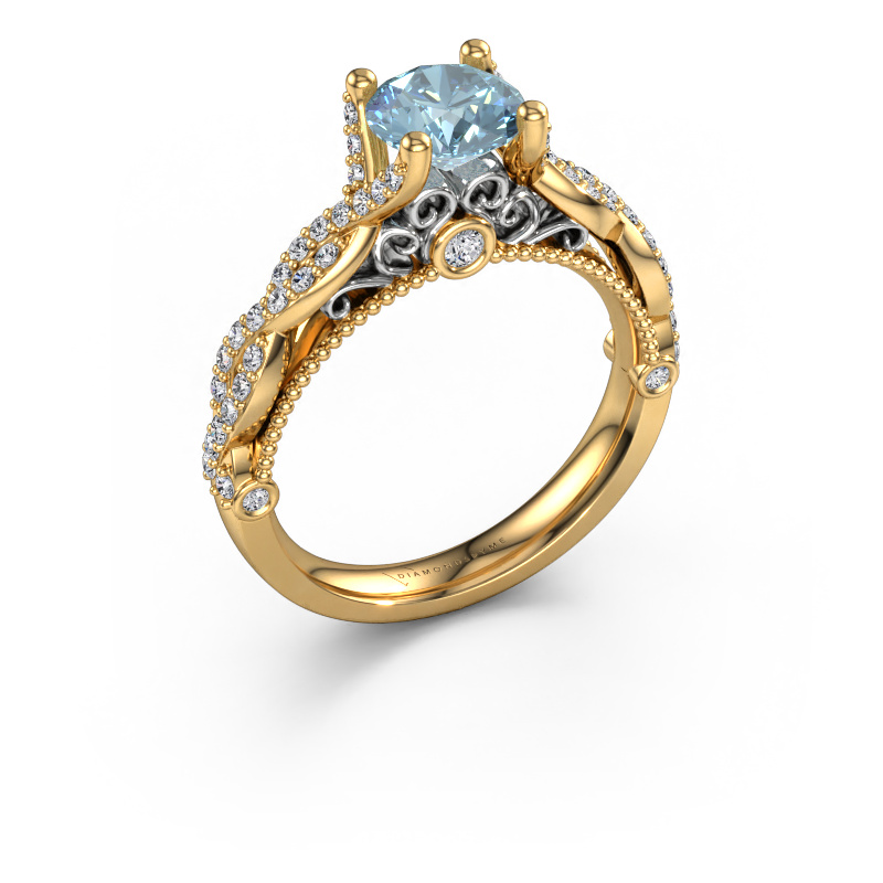 Image of Engagement ring Chantelle 585 gold Blue lab grown diamond 6.5 mm