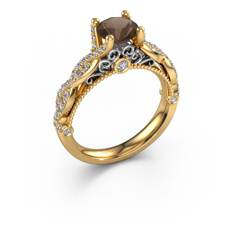 Image of Engagement ring Chantelle 585 gold Smokey quartz 6.5 mm