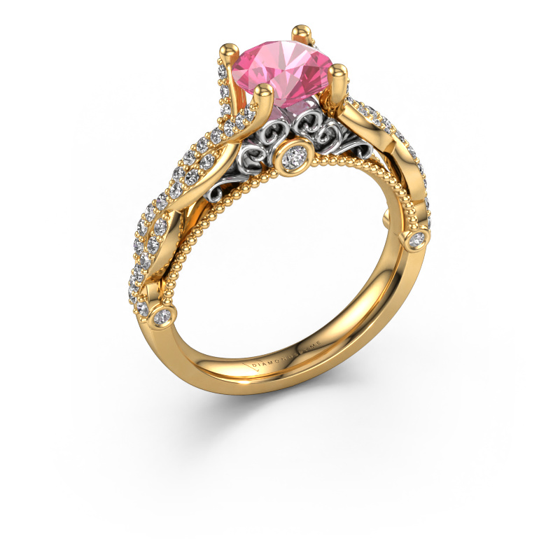 Image de Bague de fiançailles Chantelle 585 or jaune Saphir rose 6.5 mm