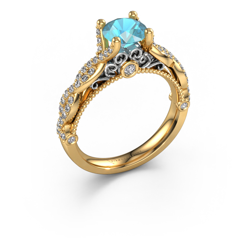 Image of Engagement ring Chantelle 585 gold Blue topaz 6.5 mm