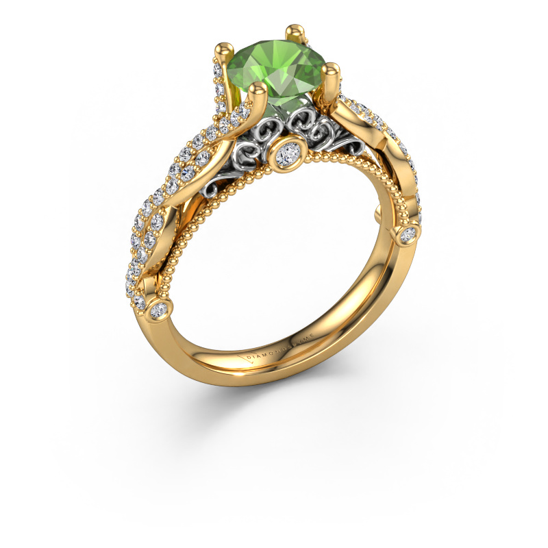 Image of Engagement ring Chantelle 585 gold Tourmaline green 6.5 mm
