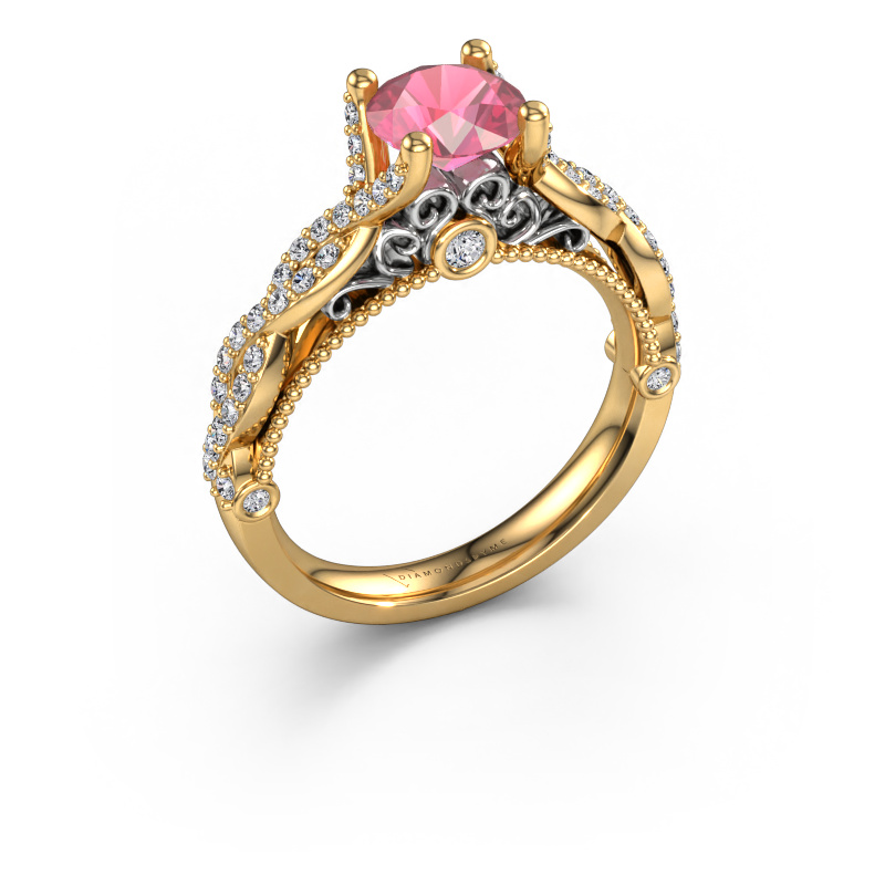 Image of Engagement ring Chantelle 585 gold Tourmaline pink 6.5 mm