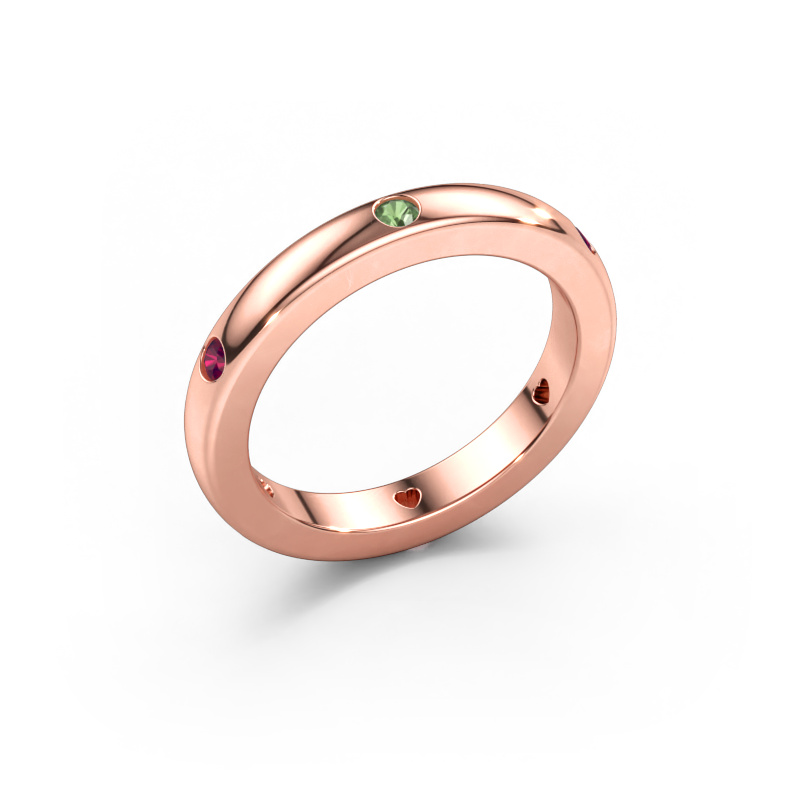 Bild av Stapelbar ring Charla 585 roséguld Grön turmalin 2 mm