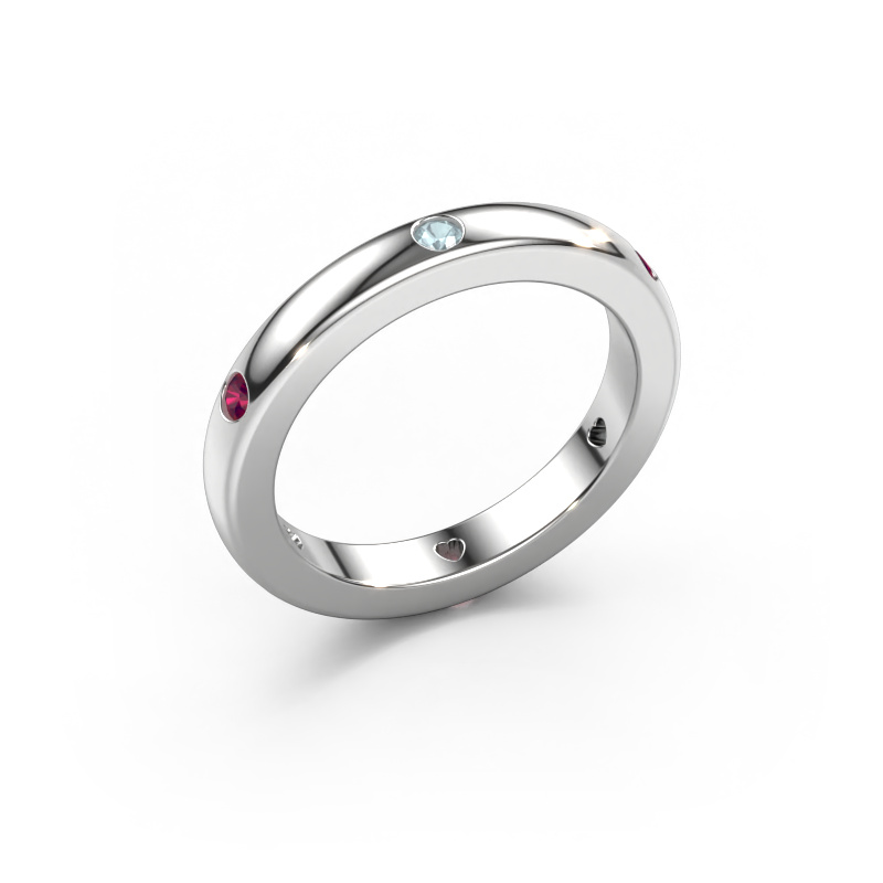 Image de Bague superposable Charla 950 platine Aigue-marine 2 mm