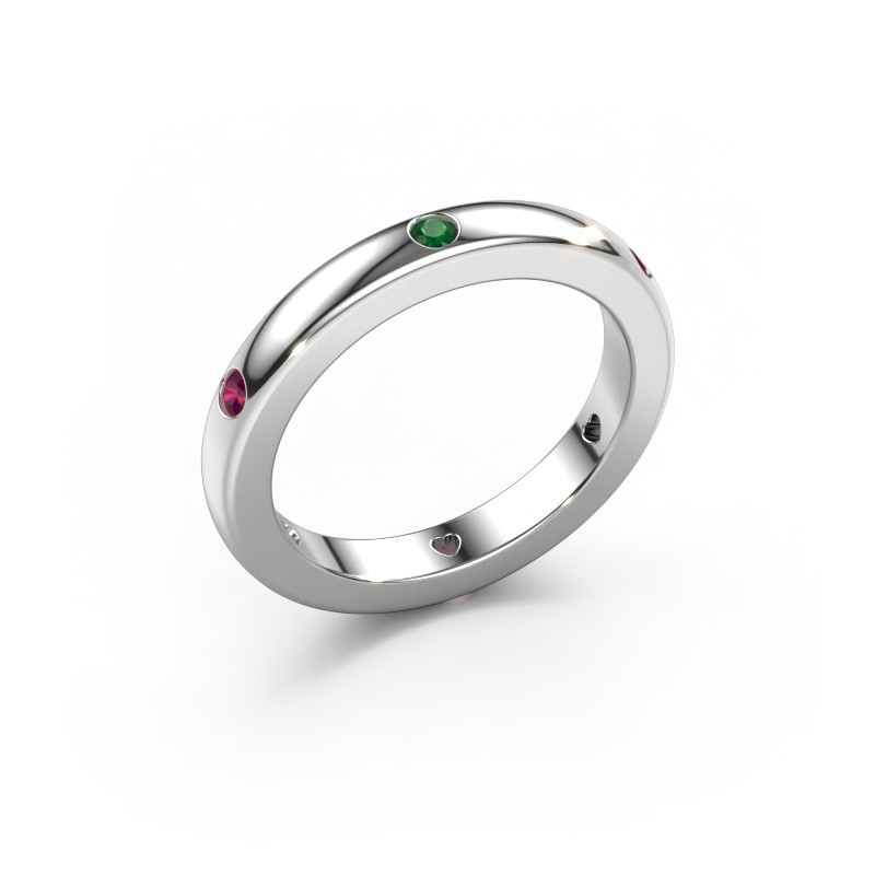 Image of Stackable ring Charla 585 white gold Emerald 2 mm